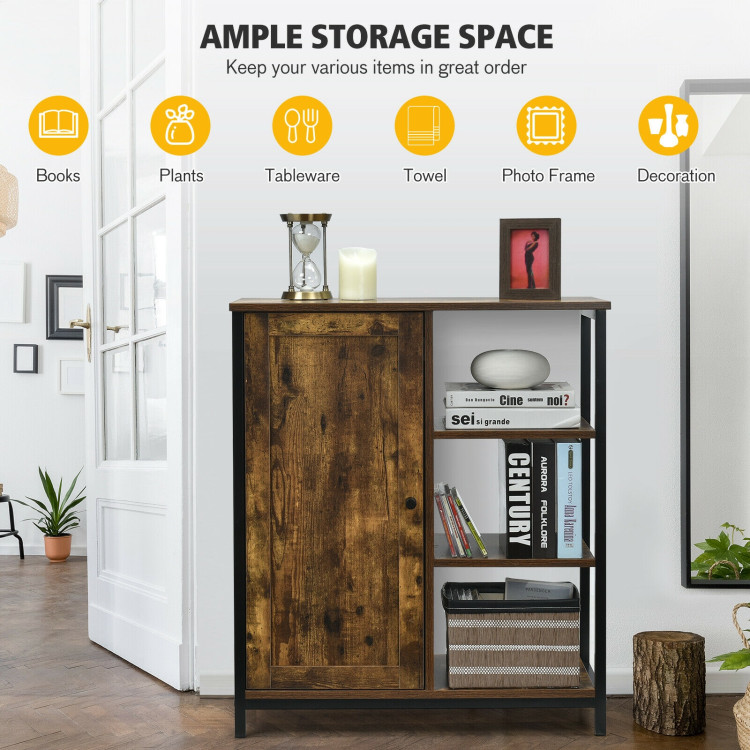 Multipurpose Freestanding Storage Cabinet with 3 Open Shelves and DoorsCostway Gallery View 8 of 12