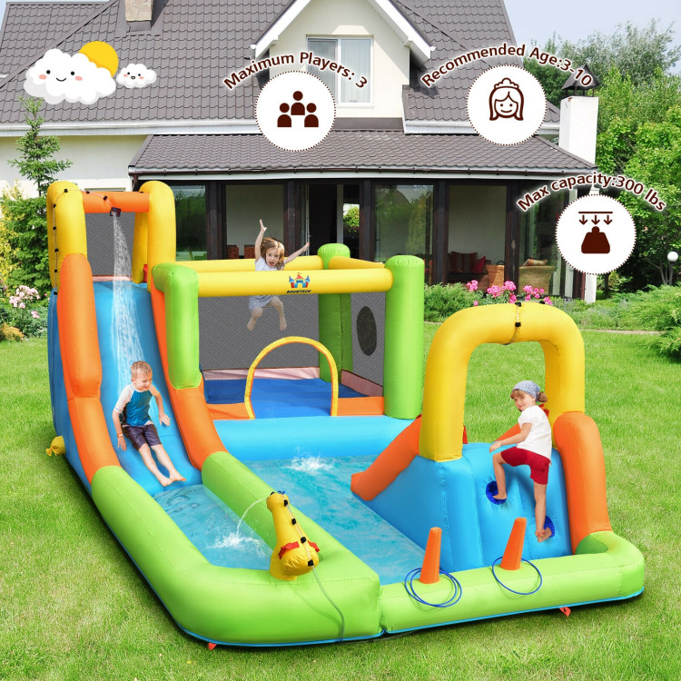 Inflatable Water Slide Park Bounce House Without BlowerCostway Gallery View 3 of 12