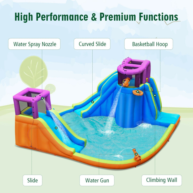 6-in-1 Inflatable Dual Water Slide Bounce House Without BlowerCostway Gallery View 6 of 12