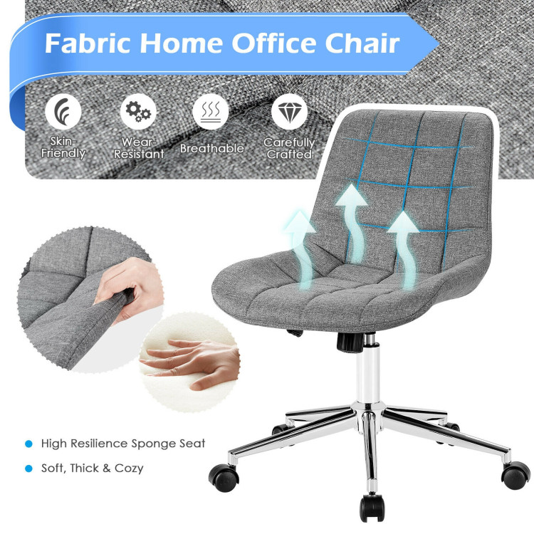 Fabric Adjustable Mid-Back Armless Office Swivel ChairCostway Gallery View 9 of 12
