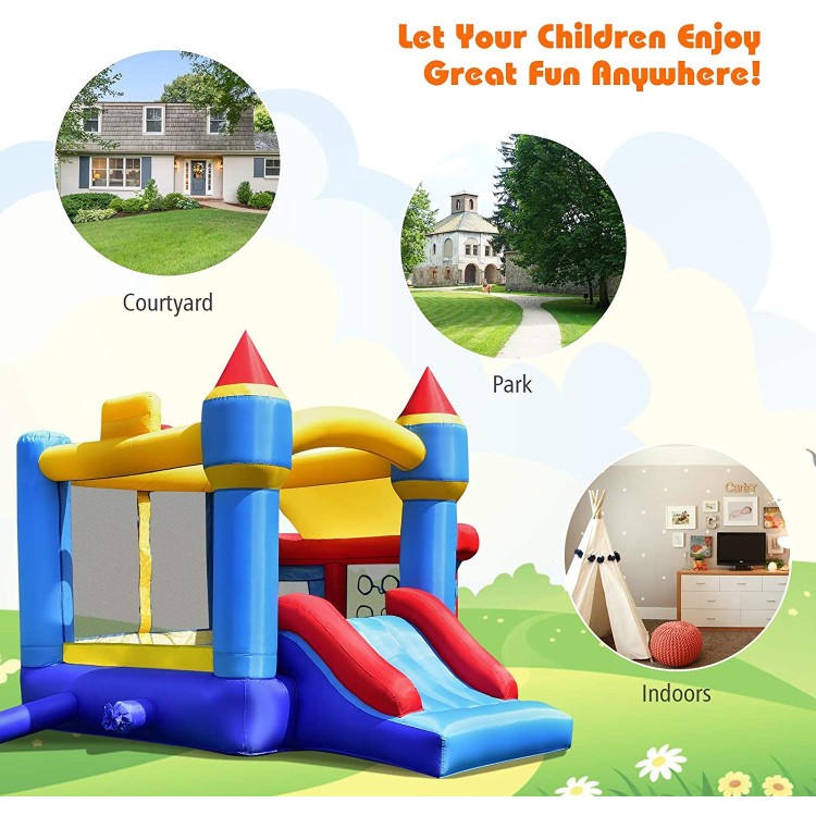 Castle Slide Inflatable Bounce House with Ball Pit and Basketball HoopCostway Gallery View 3 of 9