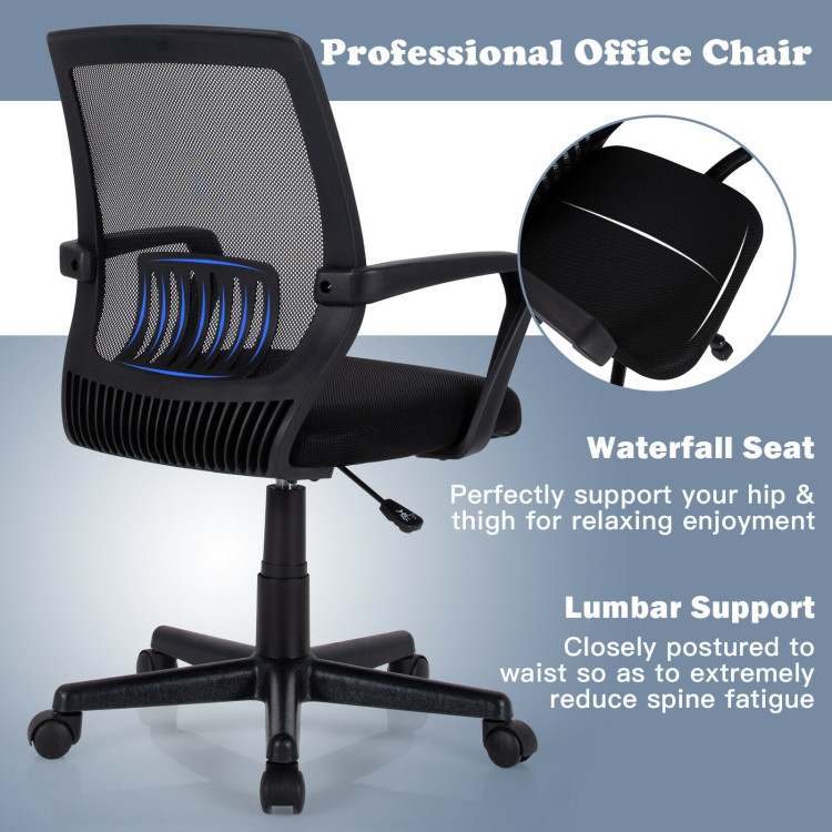Mid-Back Mesh Height Adjustable Executive Chair with Lumbar SupportCostway Gallery View 10 of 11