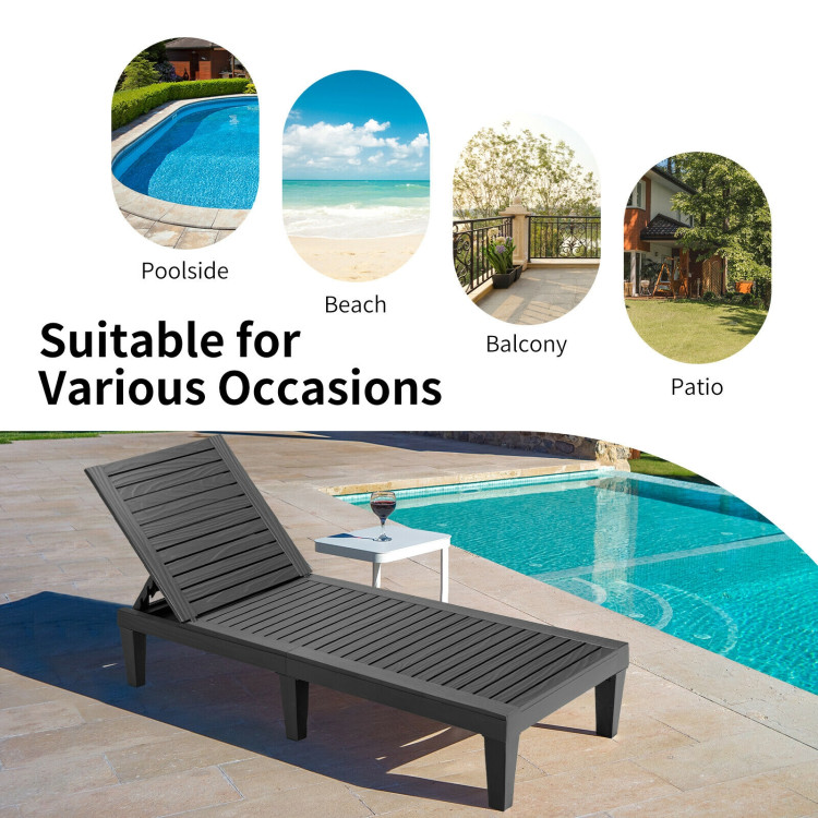 Outdoor Recliner Chair with 5-Position Adjustable Backrest-BlackCostway Gallery View 5 of 12