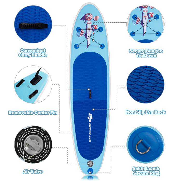10 Feet Inflatable Stand Up Paddle Board with Adjustable Paddle PumpCostway Gallery View 12 of 12