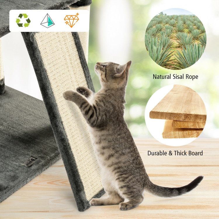 67 Inch Multi-Level Cat Tree with Cozy Perches Kittens Play House-Dark GrayCostway Gallery View 11 of 12