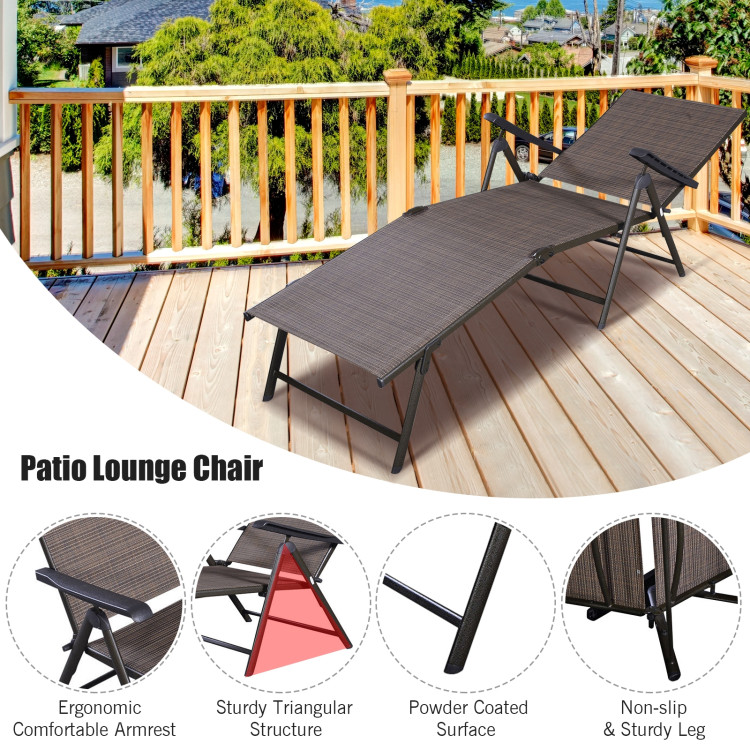 Adjustable Chaise Lounge Chair with 5 Reclining PositionsCostway Gallery View 10 of 12