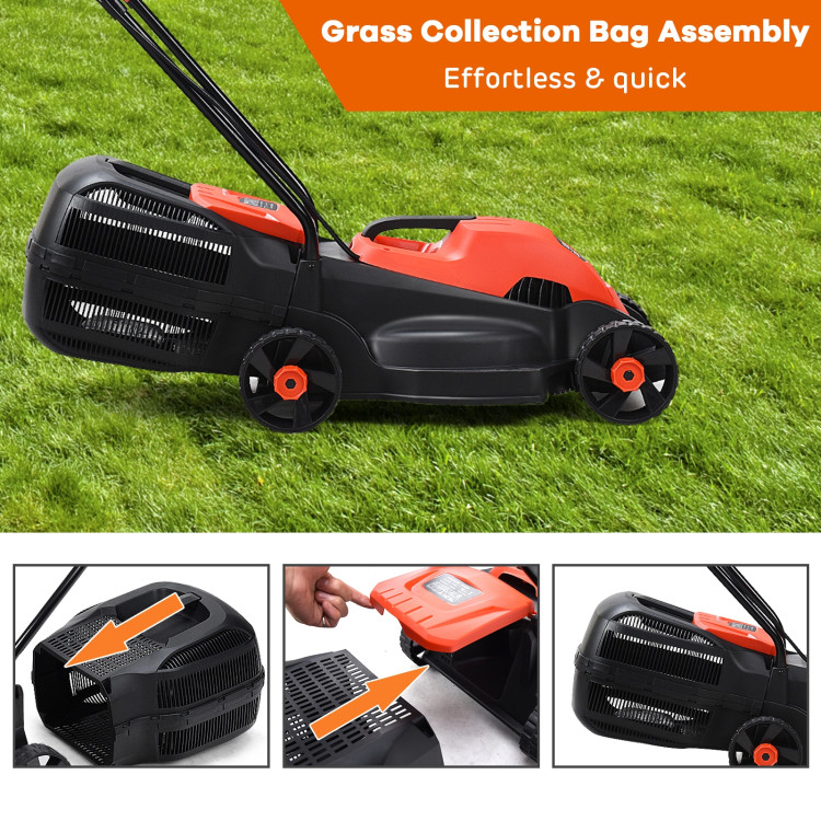14 Inch Electric Push Lawn Corded Mower with Grass BagCostway Gallery View 8 of 24