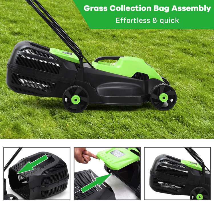 14 Inch Electric Push Lawn Corded Mower with Grass BagCostway Gallery View 20 of 24