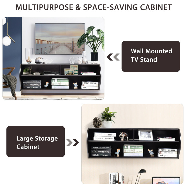 48.5 Inch 2 Tier Modern Wall Mounted Hanging Floating Shelf-BrownCostway Gallery View 5 of 13