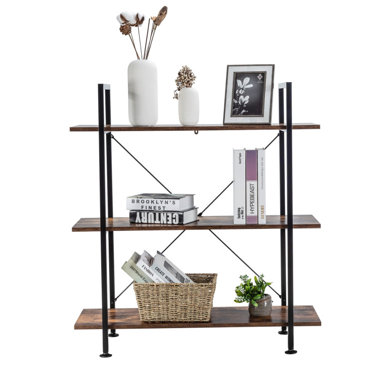 3/5 Tiers Industrial Bookcase with Metal Frame for Home Office-3-TierCostway Gallery View 11 of 12
