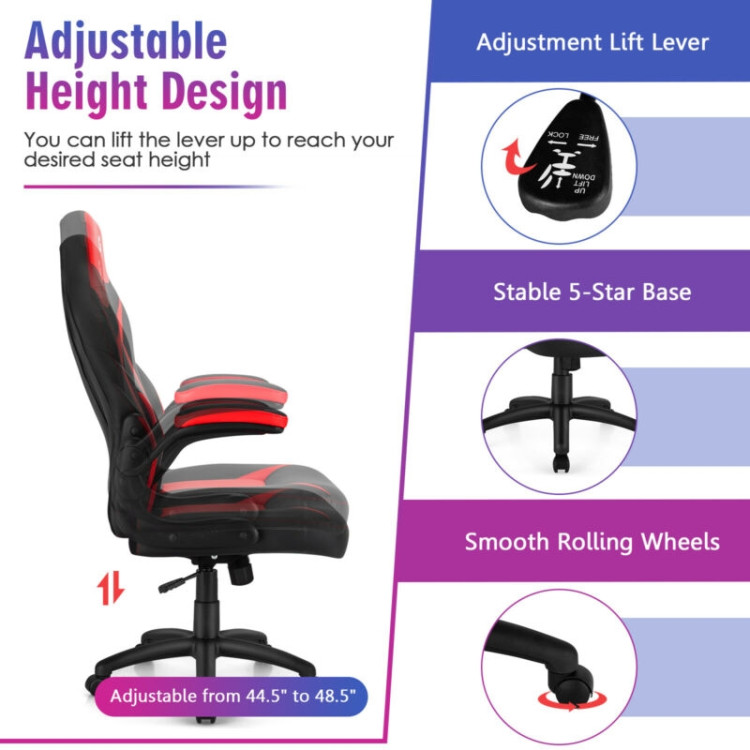 Height Adjustable Swivel High Back Gaming Chair Computer Office Chair-RedCostway Gallery View 10 of 12