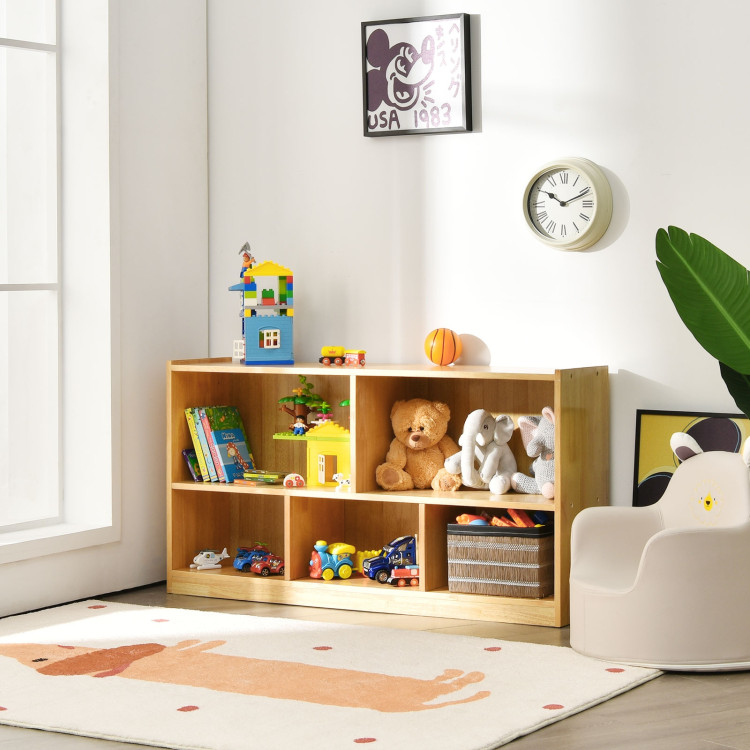 Kids 5-Cube Storage Cabinet 2-Shelf Wood Bookcase Organizer - Costway