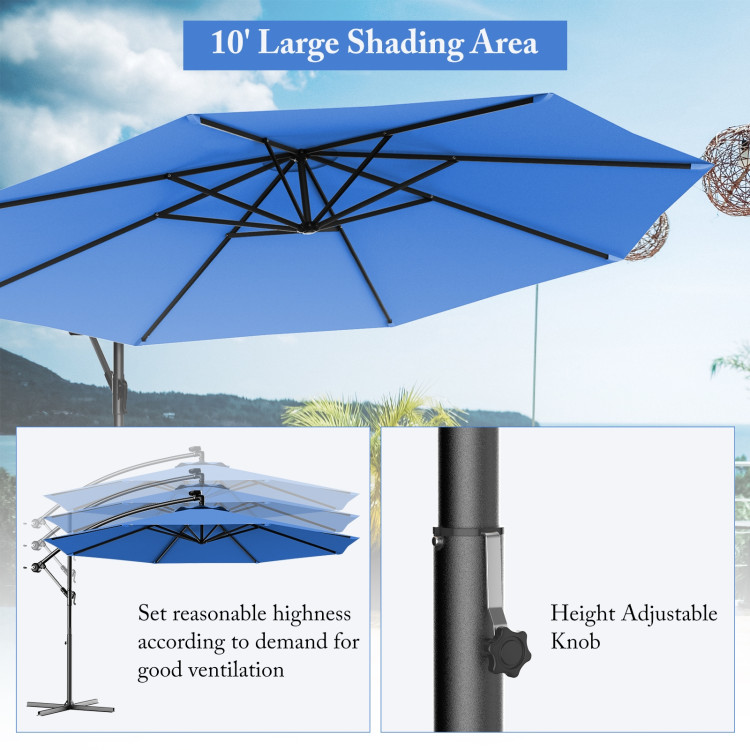 10 Feet Patio Outdoor Sunshade Hanging Umbrella without Weight BaseCostway Gallery View 28 of 40