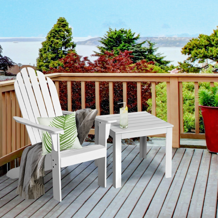 Wooden Outdoor Lounge Chair with Ergonomic Design for Yard and Garden-WhiteCostway Gallery View 8 of 18