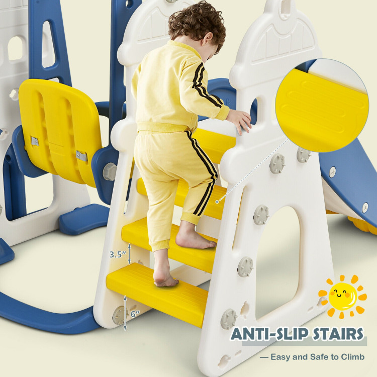 6-in-1 Slide and Swing Set with Ball Games for Toddlers-BlueCostway Gallery View 3 of 12