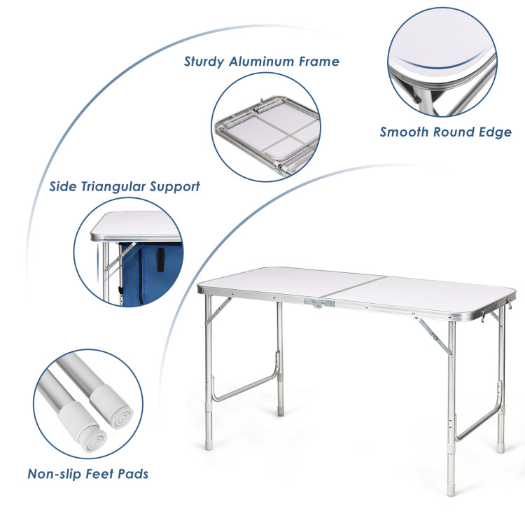 Height Adjustable Folding Camping  Table-BlueCostway Gallery View 5 of 12