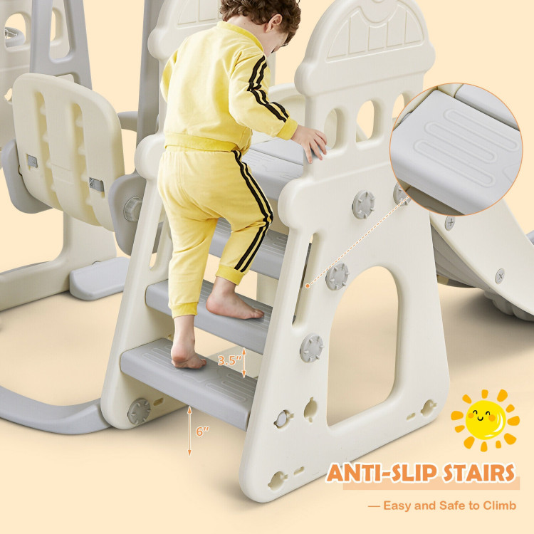 6-in-1 Slide and Swing Set with Ball Games for Toddlers-WhiteCostway Gallery View 7 of 12