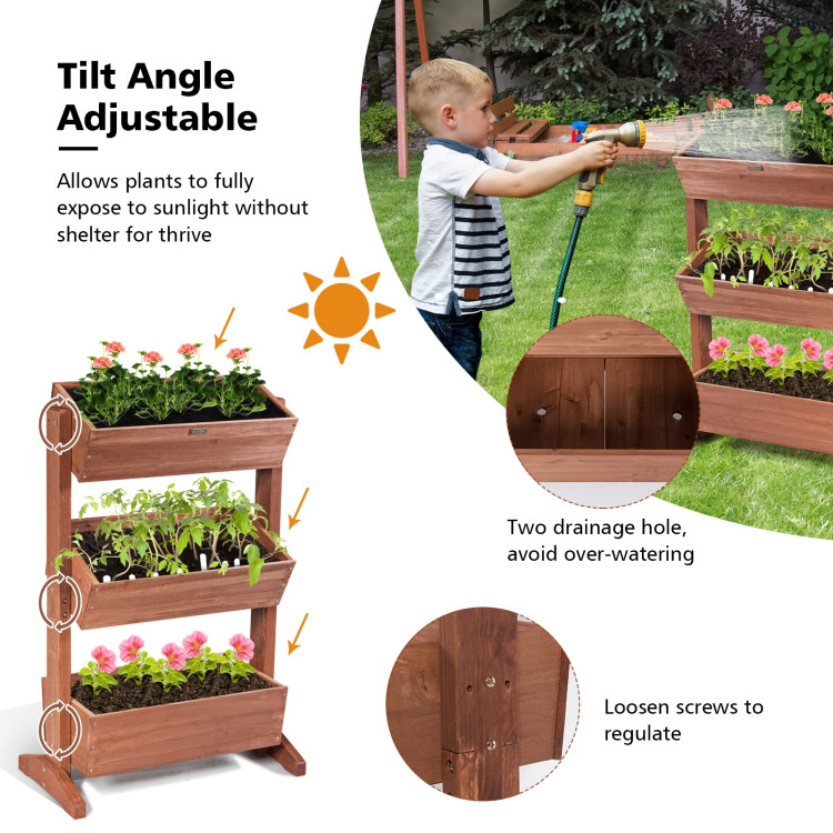 3-Tier Raised Garden Bed with Detachable Ladder and Adjustable ShelfCostway Gallery View 9 of 11