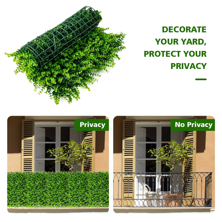 12 Pieces 16 x 24 Inch Artificial Eucalyptus Hedge Plant Privacy Fence PanelsCostway Gallery View 11 of 14