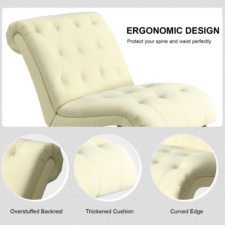 Cotton Linen Fabric Armless Accent Chair with Adjustable Foot Pads-BeigeCostway Gallery View 10 of 12