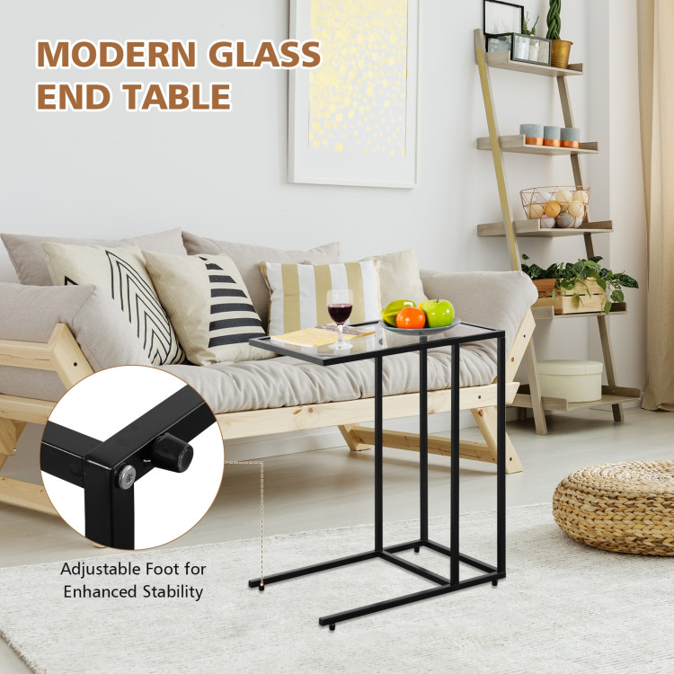 Sofa End Table Coffee Side Table with Glass TopCostway Gallery View 11 of 13