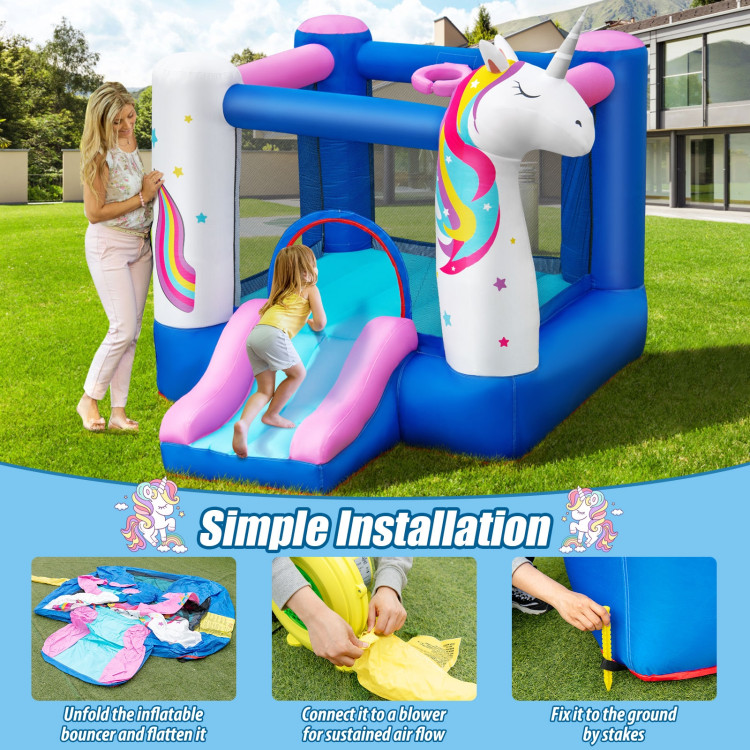 Inflatable Slide Bouncer with Basketball Hoop for Kids Without BlowerCostway Gallery View 6 of 12