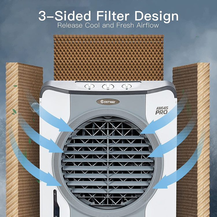 CFM Industrial Evaporative Cooler 4-in-1 Air Cooling Fan 45L Tank-GrayCostway Gallery View 9 of 9