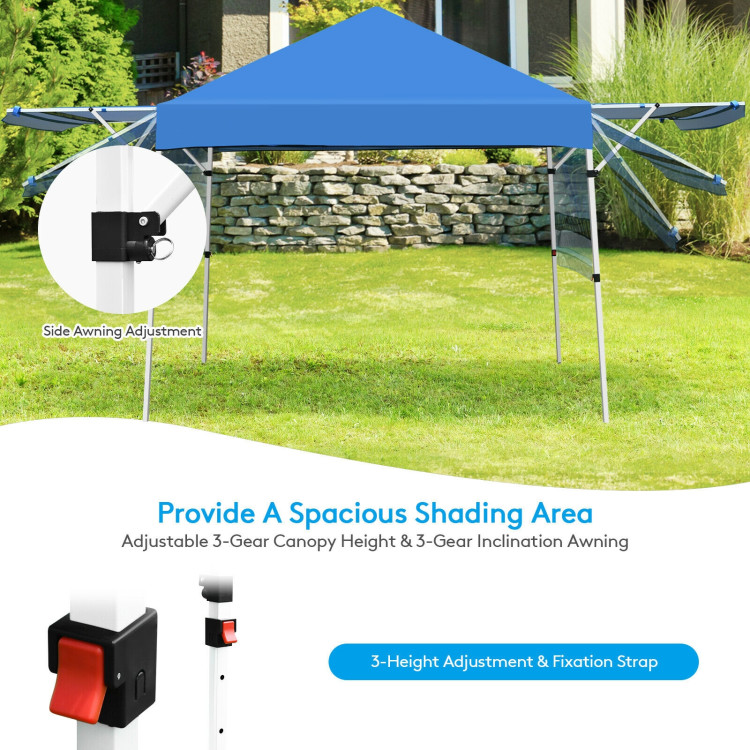 17 Feet x 10 Feet Foldable Pop Up Canopy with Adjustable Instant Sun Shelter-BlueCostway Gallery View 7 of 12