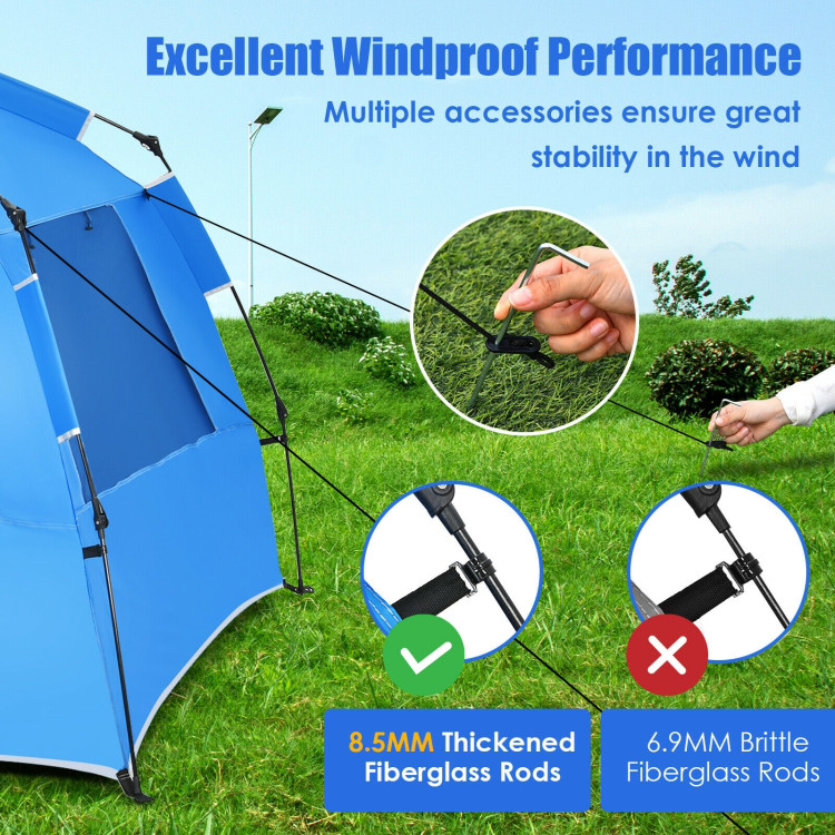 3-4 Person Easy Pop Up Beach Tent UPF 50+ Portable Sun Shelter-BlueCostway Gallery View 9 of 12