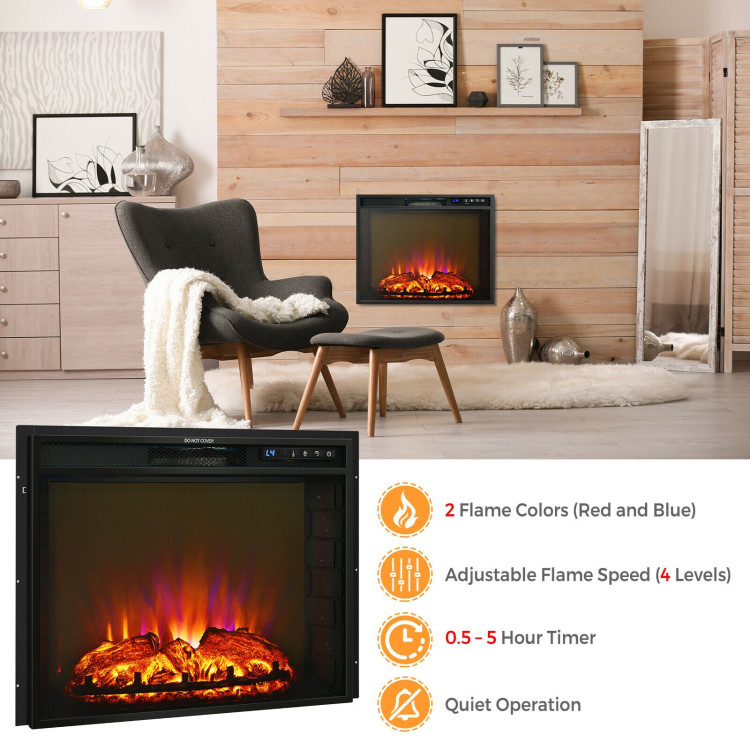 26 Inch Recessed Electric Fireplace heater with Remote ControlCostway Gallery View 11 of 12