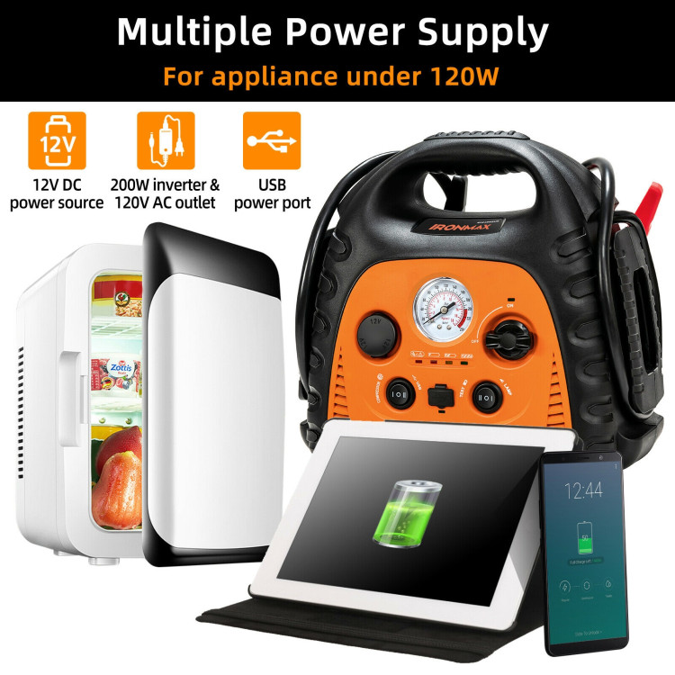 22000mAH Jump Starter Portable Power Station Air Compressor with LED LightCostway Gallery View 11 of 12