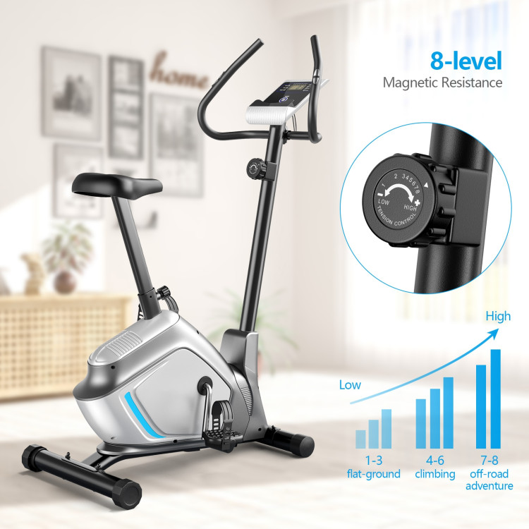 Magnetic Stationary Upright Exercise Bike with LCD Monitor and Pulse SensorCostway Gallery View 9 of 12