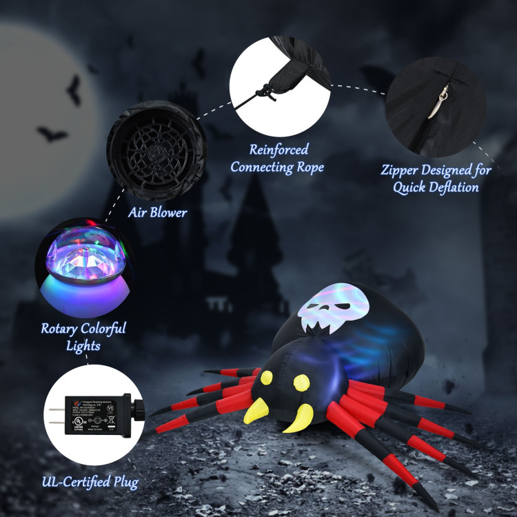 6.5 Feet Inflatable Halloween Spider with Rotatable LED LightCostway Gallery View 5 of 12