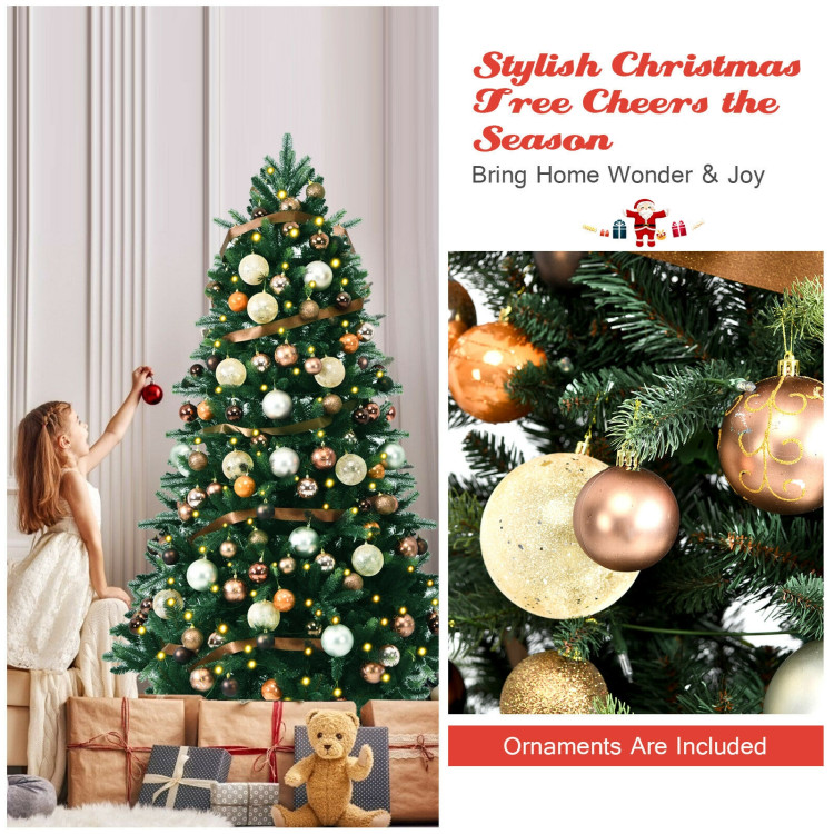 7.5 Feet Artificial Christmas Tree with Ornaments and Pre-Lit LightsCostway Gallery View 11 of 13