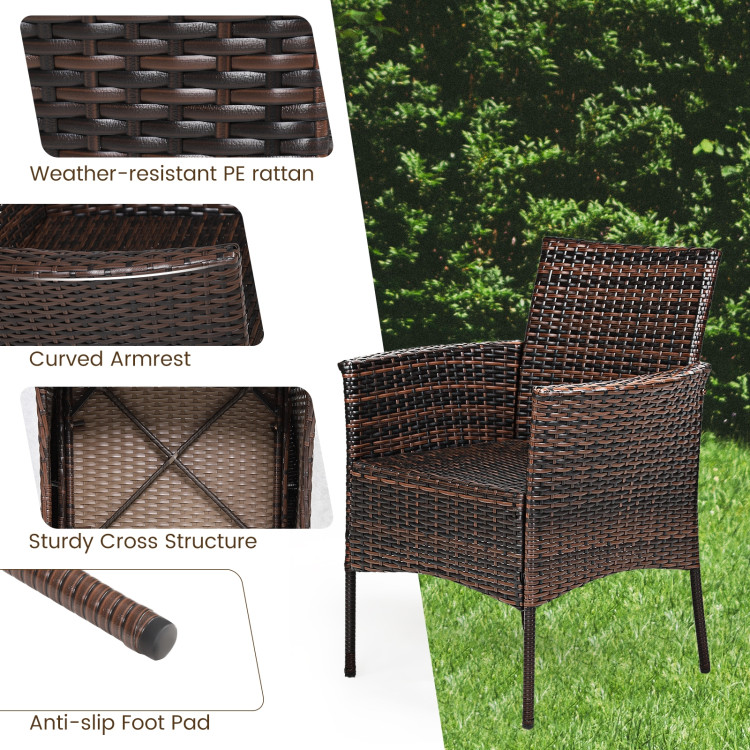 2 Pieces Outdoor PE Rattan Armchairs with Removable CushionsCostway Gallery View 11 of 11
