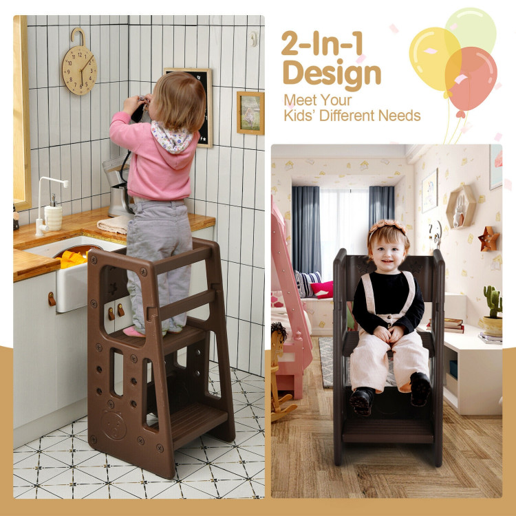 Kids Kitchen Step Stool with Double Safety Rails - Costway