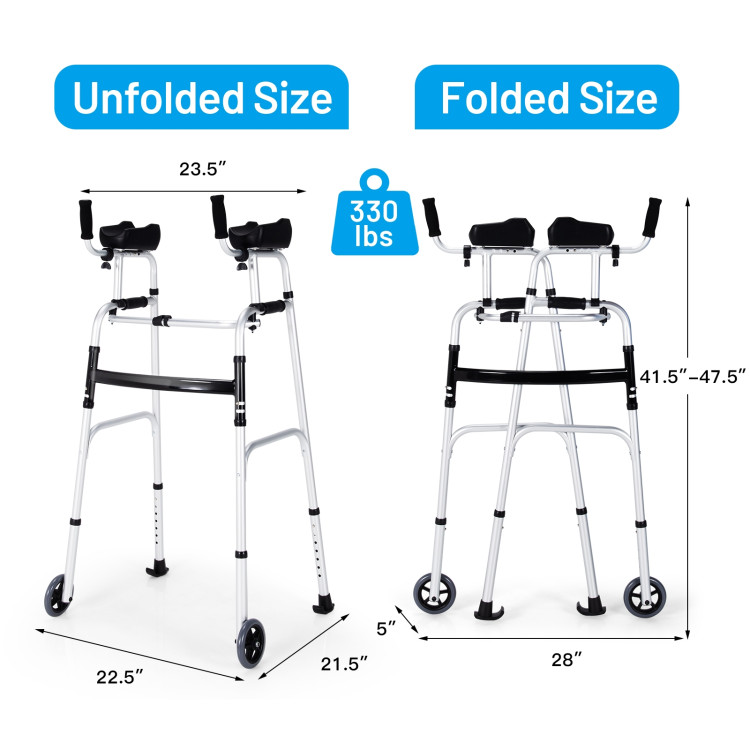 Folding Height Adjustable Walking Frame with Armrest SupportCostway Gallery View 4 of 11