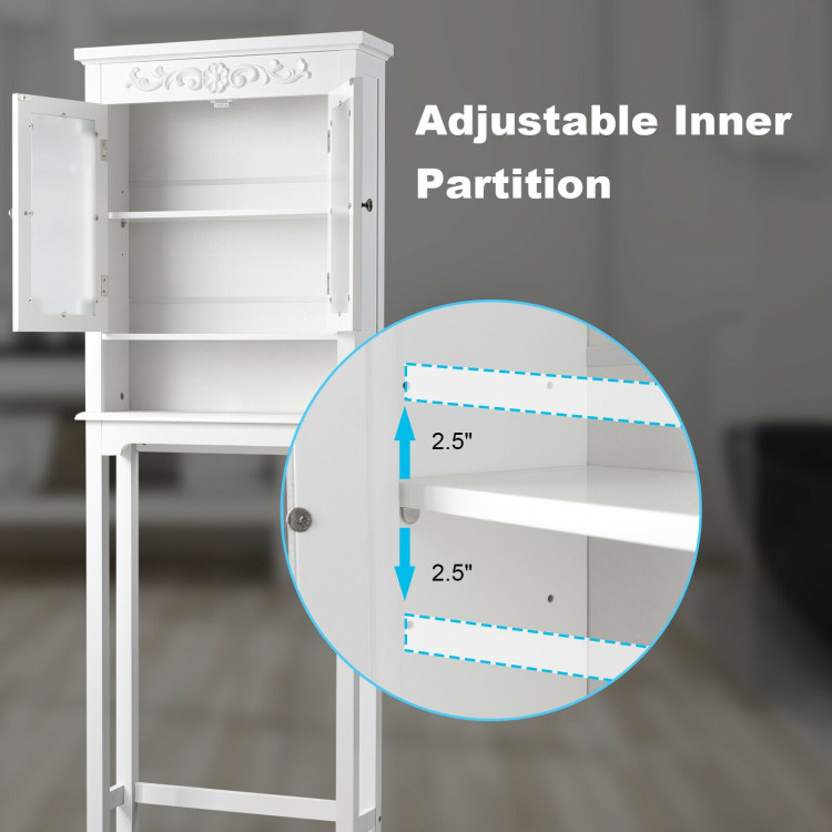 Bathroom Space Saver Carved Top Toilet Rack with Adjustable ShelfCostway Gallery View 9 of 11