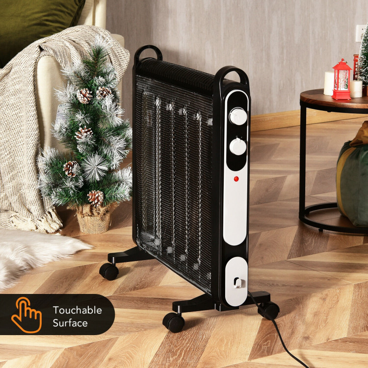 Electric Mica Space Portable Heater with Adjustable Thermostat-BlackCostway Gallery View 6 of 11