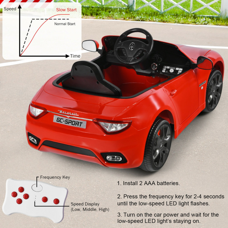 12V Kids Ride On Car Licensed Maserati GranCabrio with Remote Control-RedCostway Gallery View 11 of 11