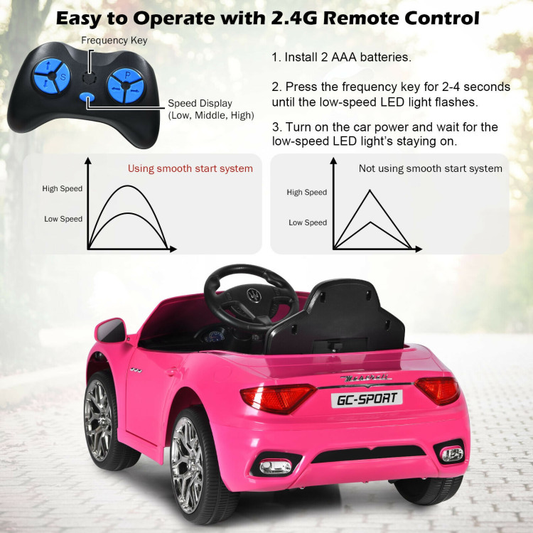 12V Kids Ride-On Car with Remote Control and Lights-PinkCostway Gallery View 11 of 12