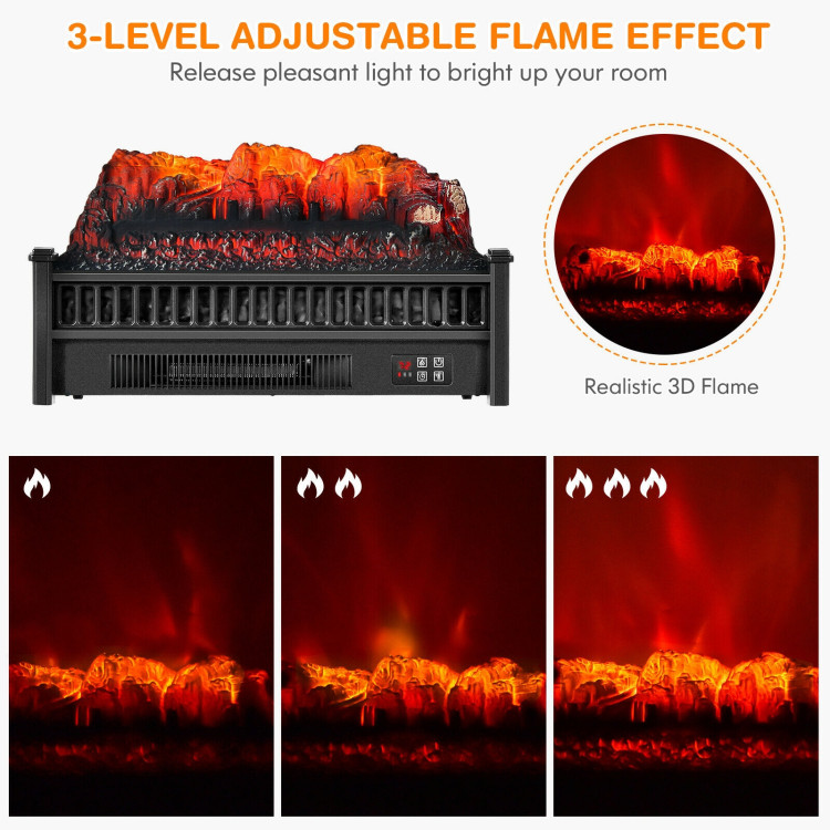 1400W Electric Fireplace Log Heater with Adjustable Flame Brightness-BlackCostway Gallery View 11 of 11