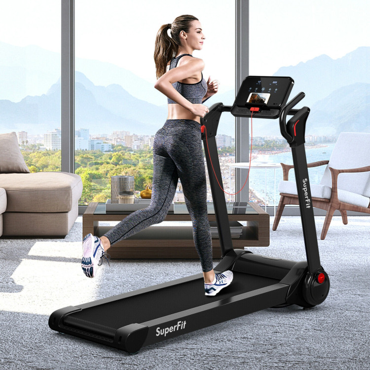 2.25 HP Electric Motorized Folding Running Treadmill Machine with LED Display-BlackCostway Gallery View 1 of 10