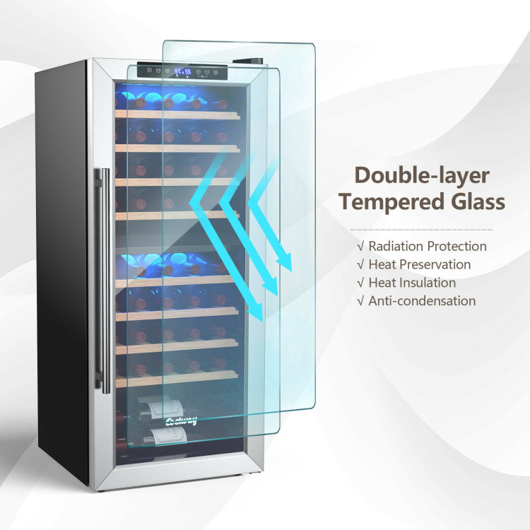 43 Bottle Wine Cooler Refrigerator Dual Zone Temperature Control with 8 Shelves-BlackCostway Gallery View 9 of 10