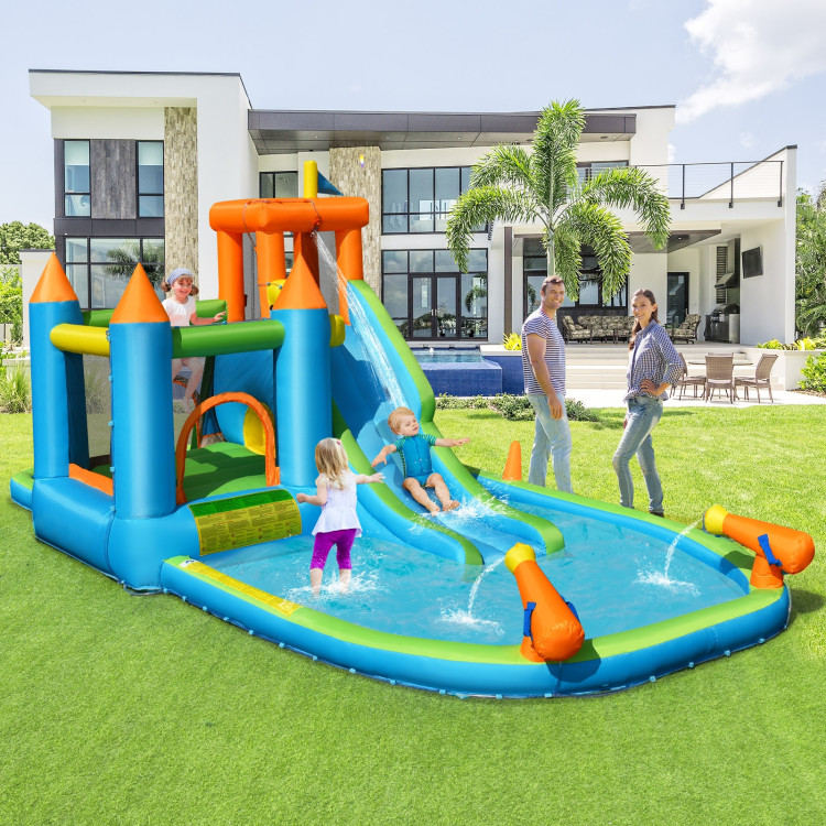 Inflatable Water Slide with Bounce House and Splash Pool without Blower for KidsCostway Gallery View 1 of 8
