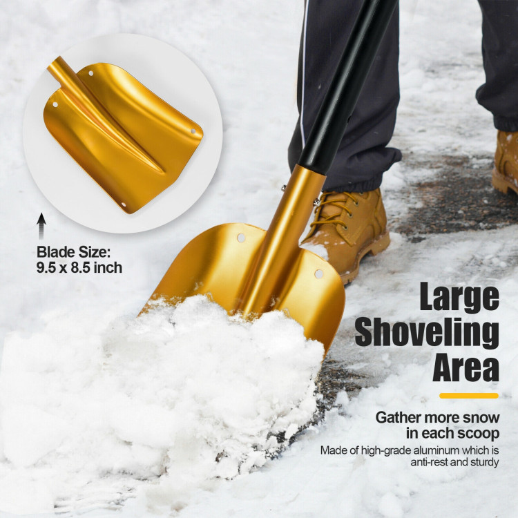 Adjustable Aluminum Snow Shovel with Anti-Skid Handle and Large BladeCostway Gallery View 7 of 10