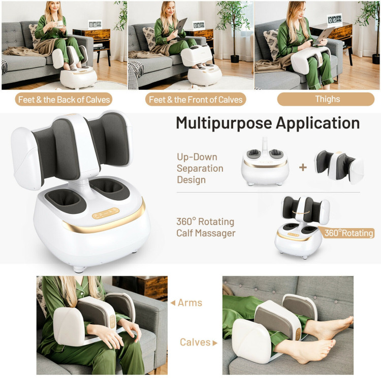 2-in-1 Foot and Calf Massager with Heat Function-WhiteCostway Gallery View 8 of 9