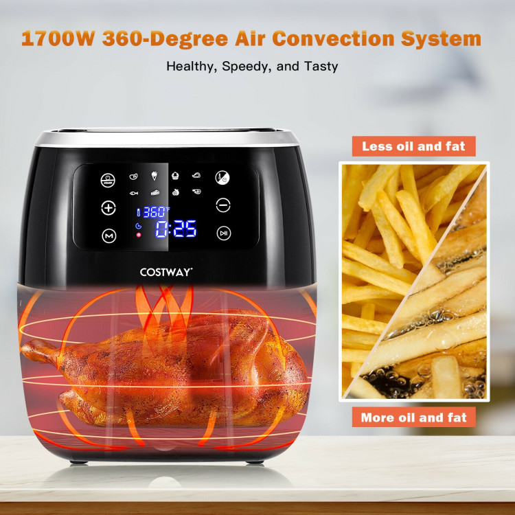 6.5QT Air Fryer Oilless Cooker with 8 Preset Functions and Smart Touch Screen-BlackCostway Gallery View 11 of 13