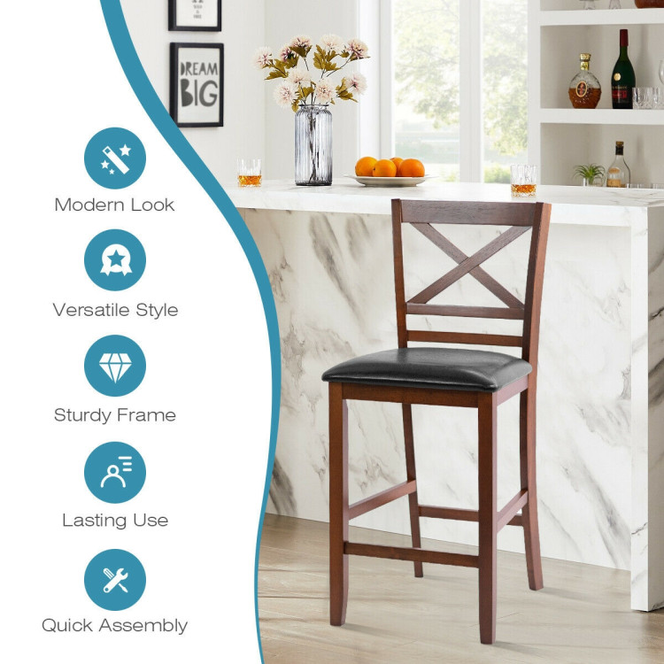 Set of 2 Bar Stools 25 Inch Counter Height Chairs with PU Leather SeatCostway Gallery View 5 of 10
