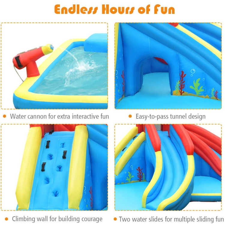 Inflatable Water Slide Bounce House with Water Cannon and Air BlowerCostway Gallery View 5 of 8